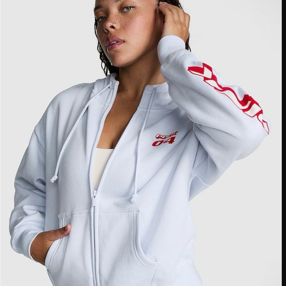 PINK Victoria's Secret Ivy Fleece Campus Full-Zip Hoodie Size XS